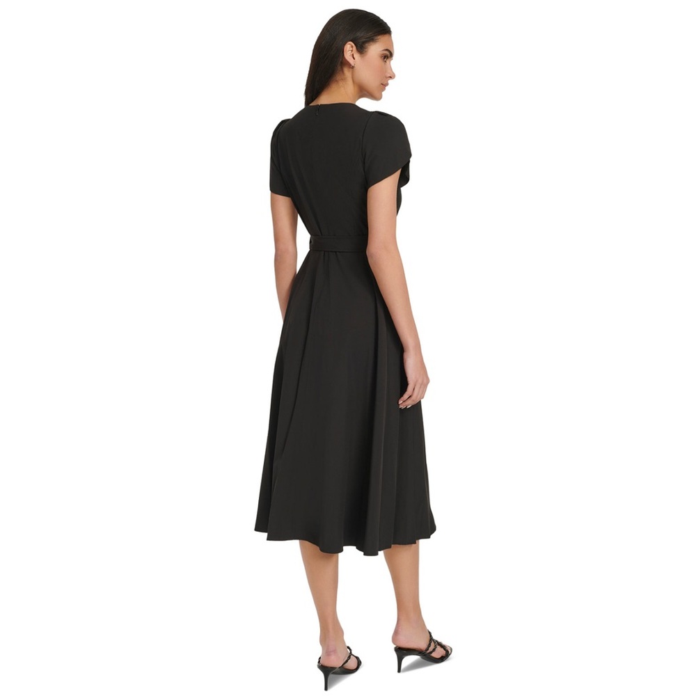 Calvin Klein Tulip Short Sleeve A-Line Midi  Dress Black dress Business casual - Picture 4 of 14
